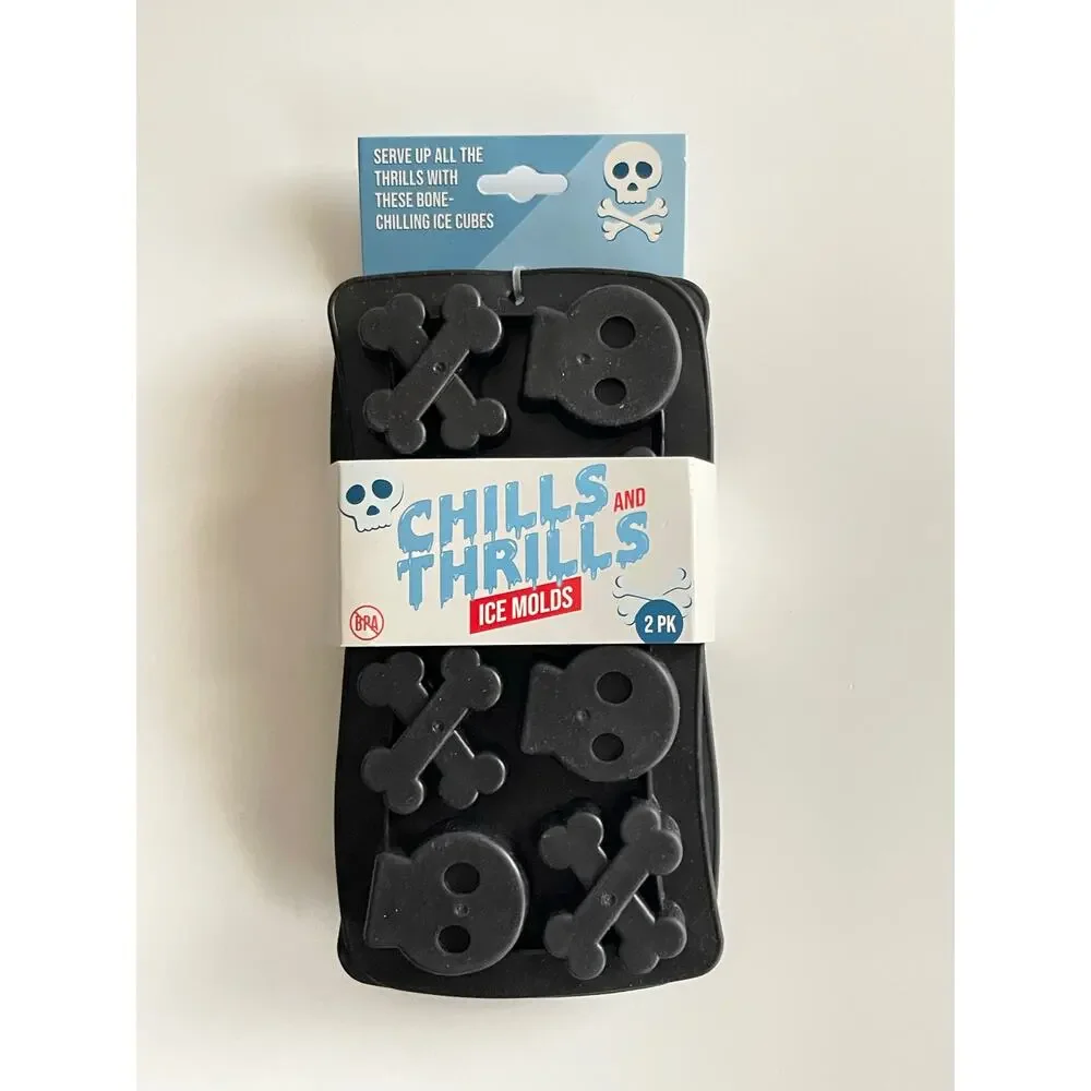 Skull And Crossbones set of 2 trays Ice Cube molds BPA free